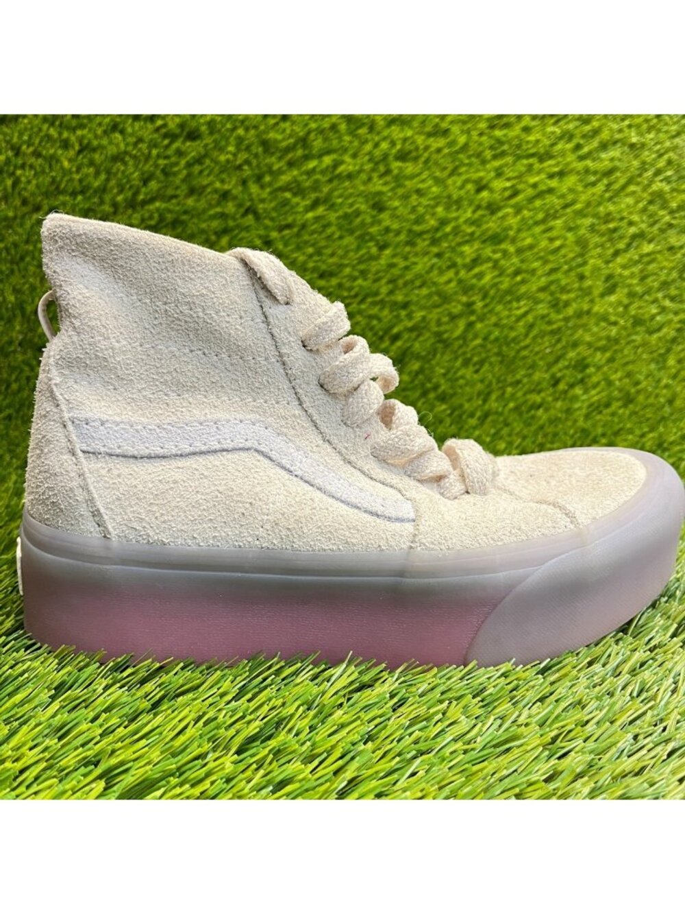 Vans Sk8-Hi Tapered Stackform Womens Size 7 Beige Purple Athletic Shoes Sneakers